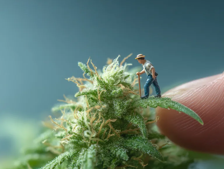 Kleiner Mensch begeht eine THCA Bluete