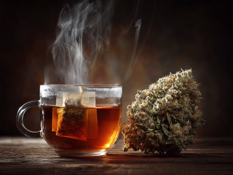 Cannabis Tee in einem Glas