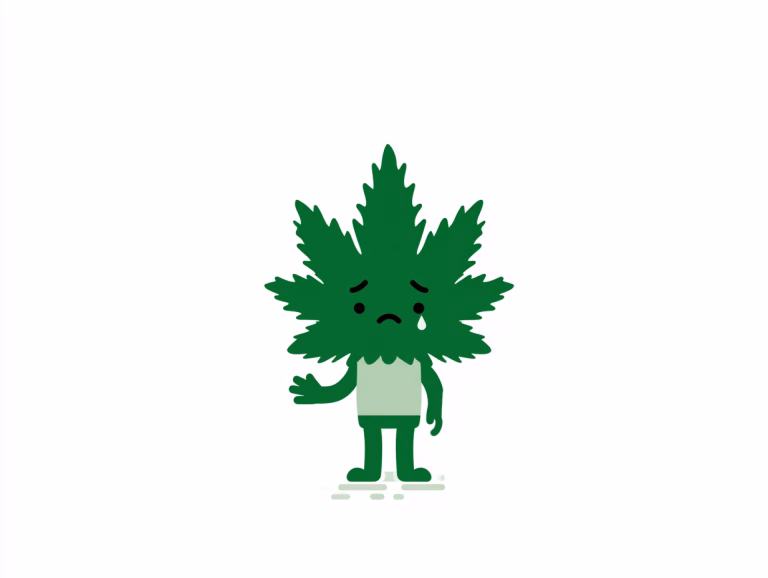 Trauriges Cannabis Blatt Illustration