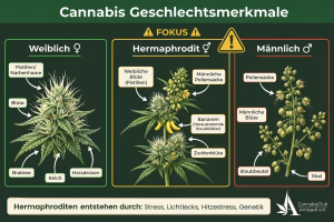 Infografik zu Hermaphroditen und Zwittern bei Cannabis
