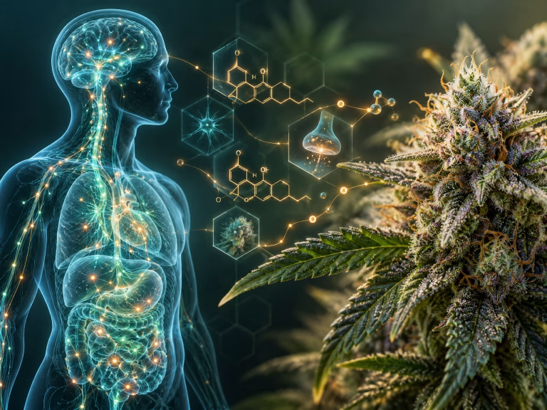 Veranschaulichung des ECS - Endocannabinoidsystems im Menschen