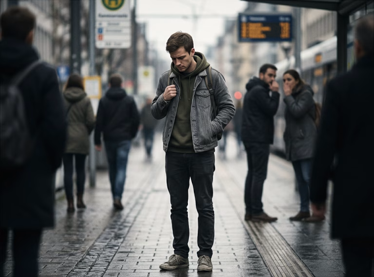 junger Mann der offen verurteilt wird